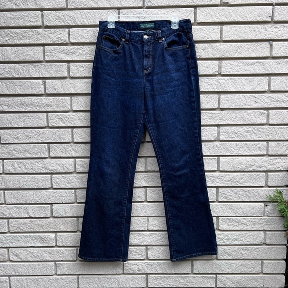 Lauren Ralph Lauren Dark Wash Boot Cut High Waist Jeans Sz8 - Picture 1 of 11